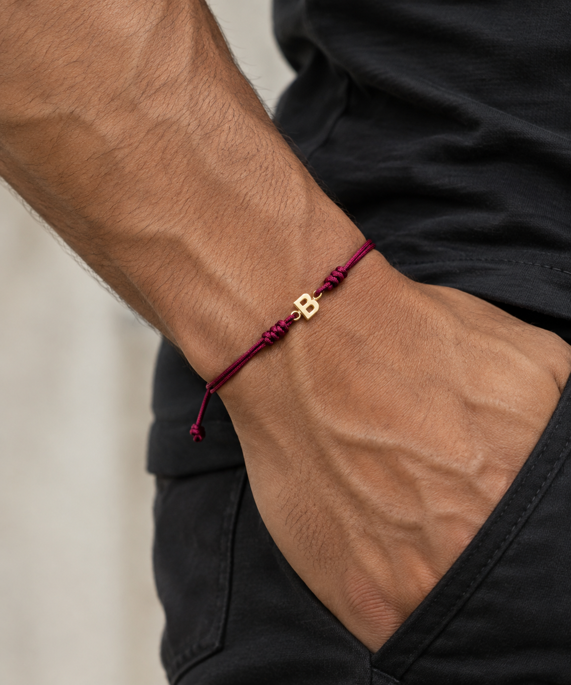 Real 18k Gold Alfabate Initial Bracelet Men's