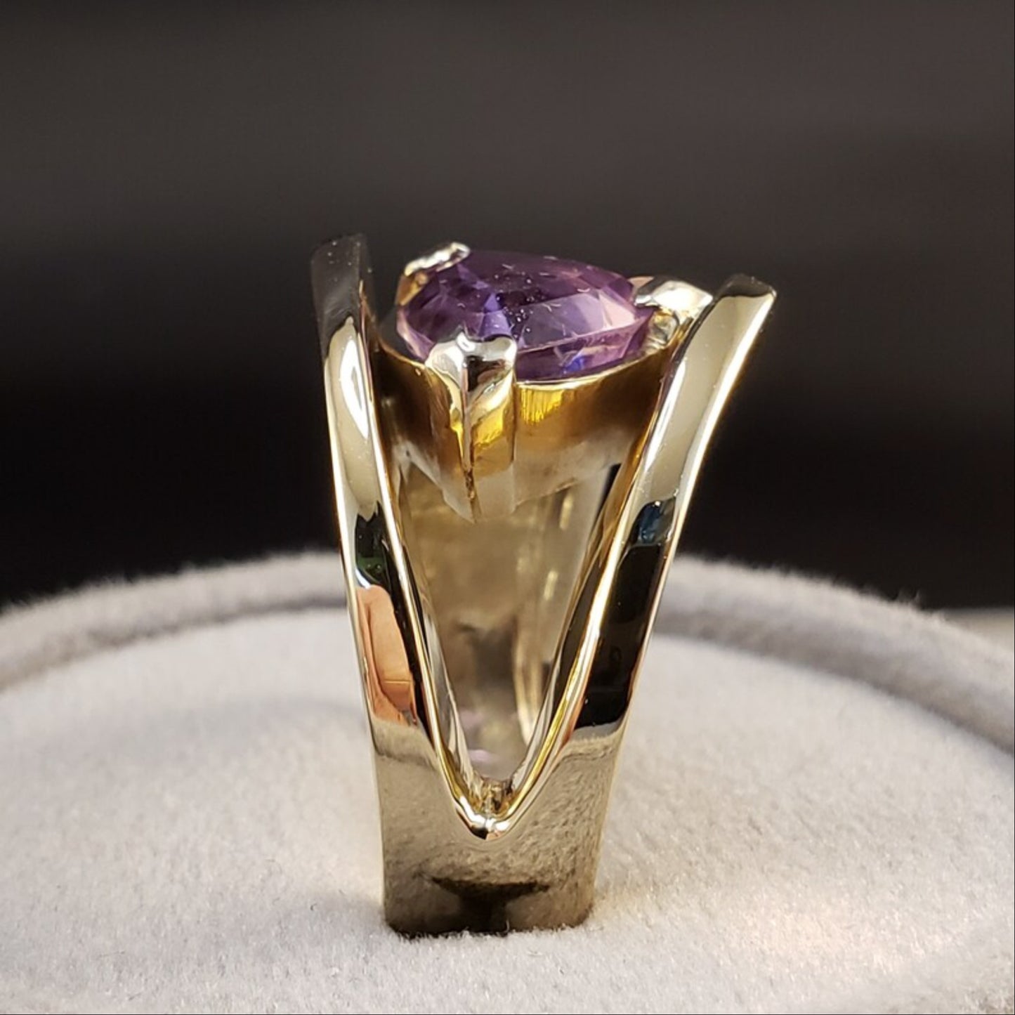 Amethyst Rings, Vintage 14k Amethyst Rings, Custom 14k Two Tone Amethyst Ring 7