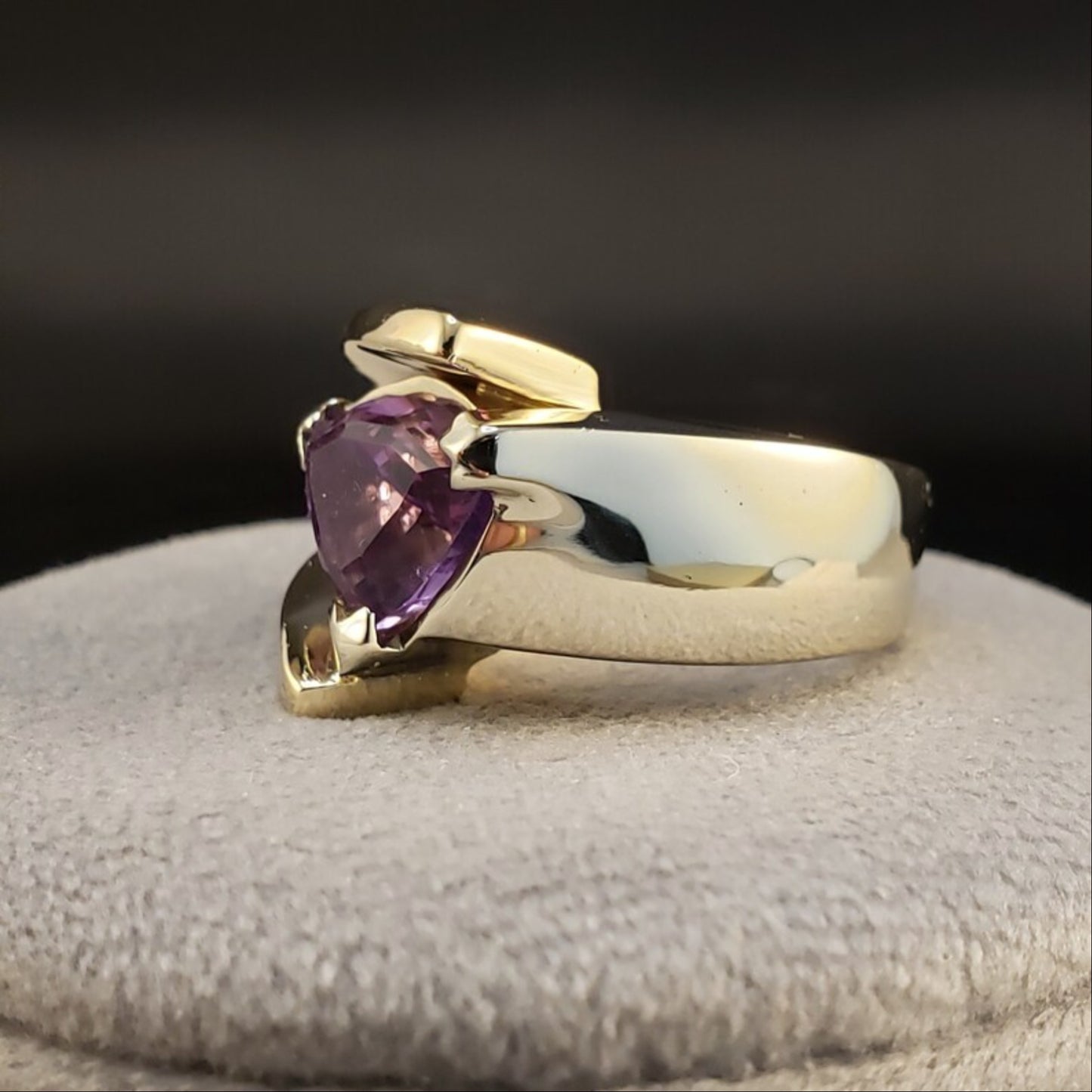 Amethyst Rings, Vintage 14k Amethyst Rings, Custom 14k Two Tone Amethyst Ring 7