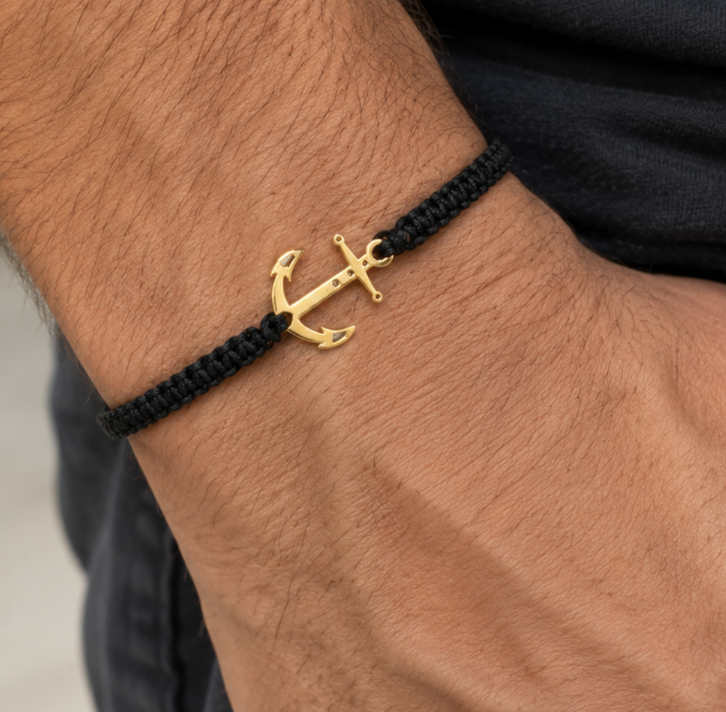 Anchor Bracelet- Protection and Good Luck, Nautical Minimal Bracelet men's
