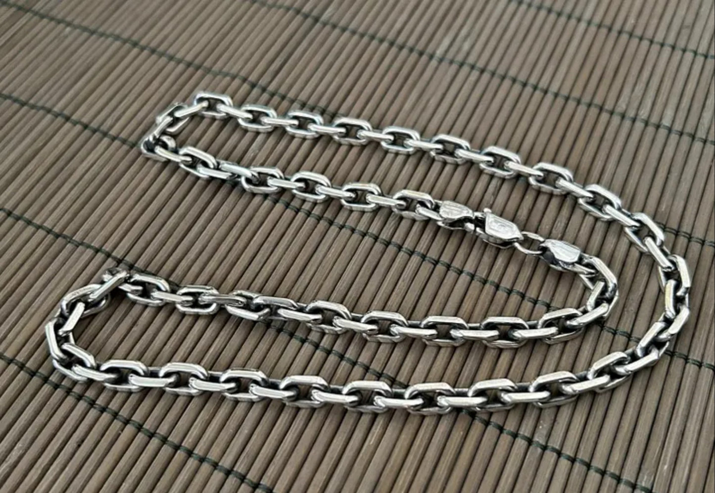 Anchor solid 925 sterling silver necklace chain mens lobster clasp