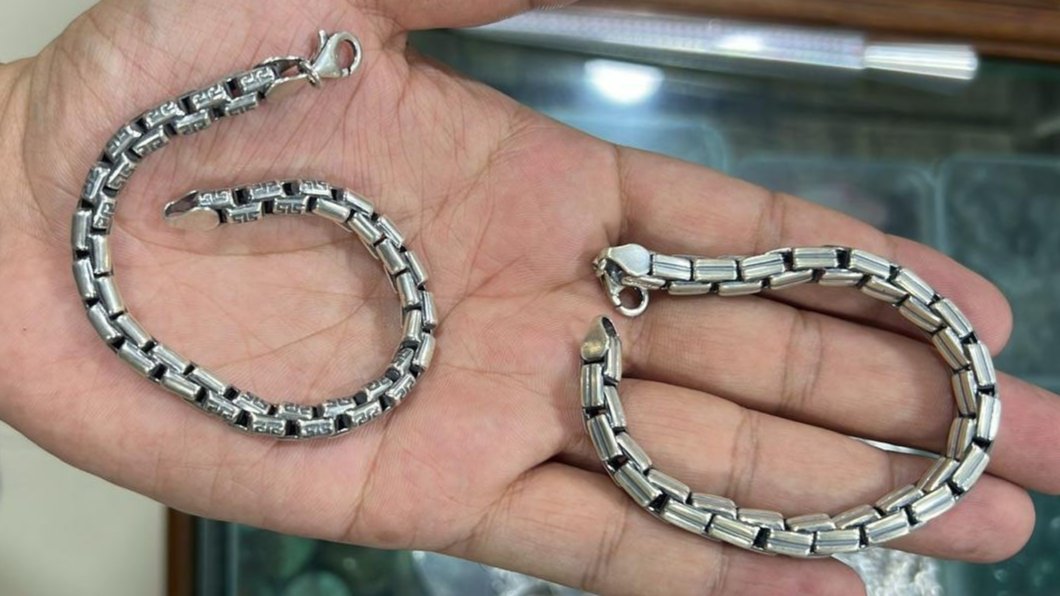 Antique Silver Wrap Link Bracelet, Silver Personalized Bold Bracelet-2