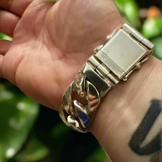 8" 224g Heavy Chunky Biker Cuban Curb Chain 925 SOLID Sterling Silver Mens Bracelet