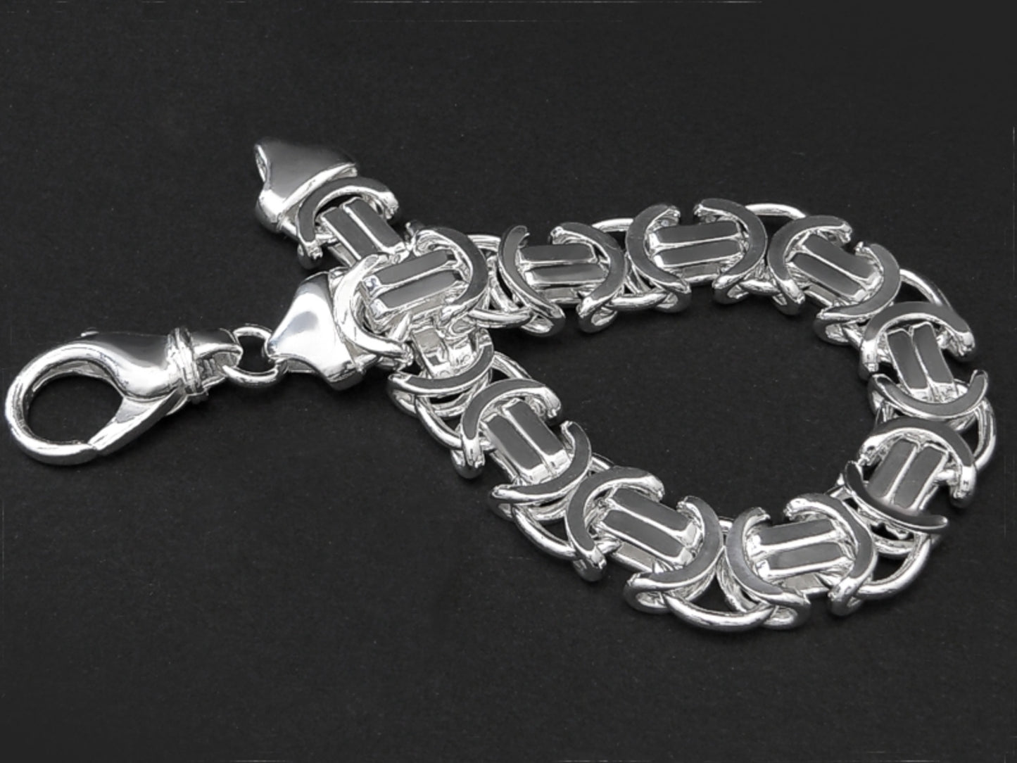 NEW Mens Byzantine Euro King Flat Bracelet 925 Silver Sterling 60GR 8.5 Inch