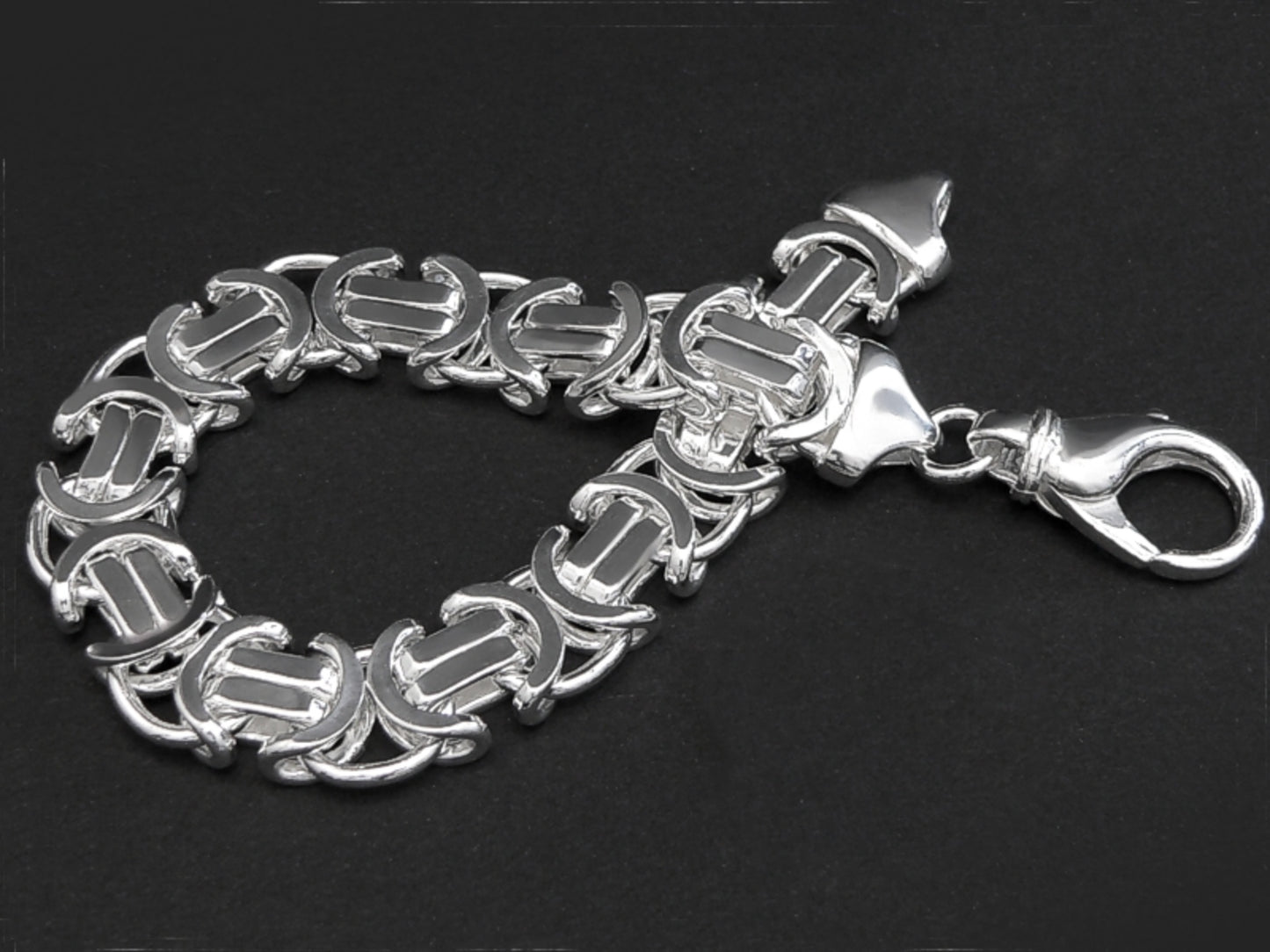 NEW Mens Byzantine Euro King Flat Bracelet 925 Silver Sterling 60GR 8.5 Inch