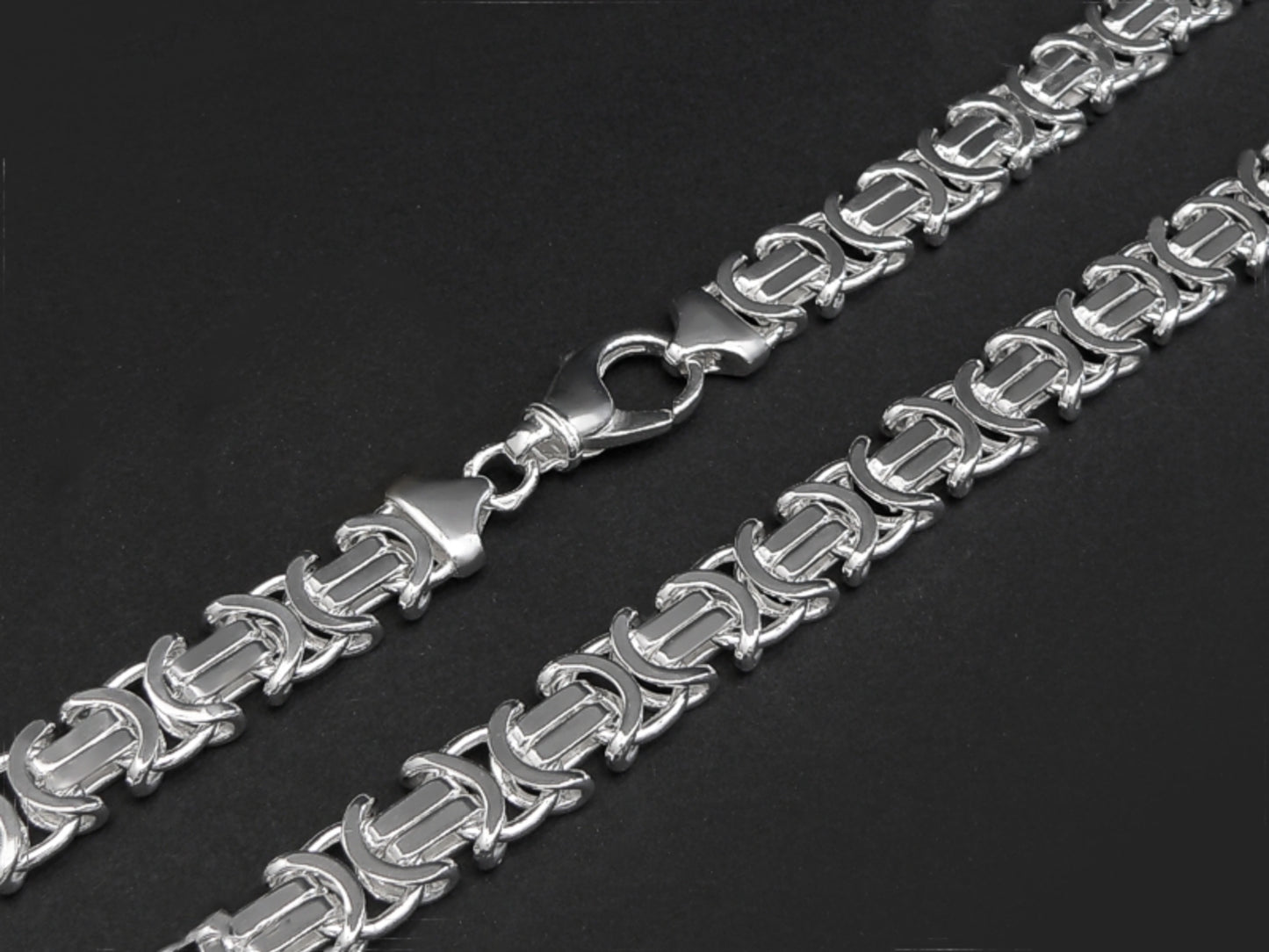 NEW Mens Byzantine Euro King Flat Bracelet 925 Silver Sterling 60GR 8.5 Inch