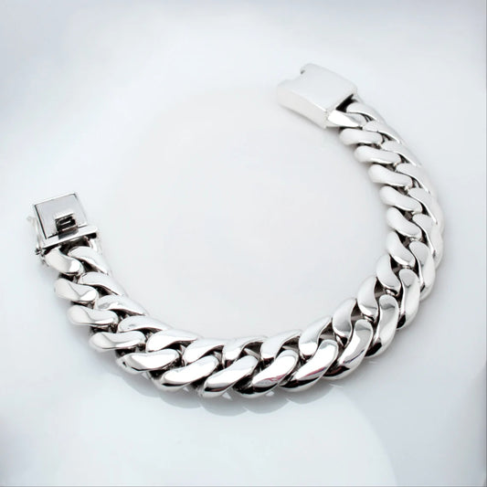 Biker Curb Chain Bracelet Chunky Silver Bracelet 20mm