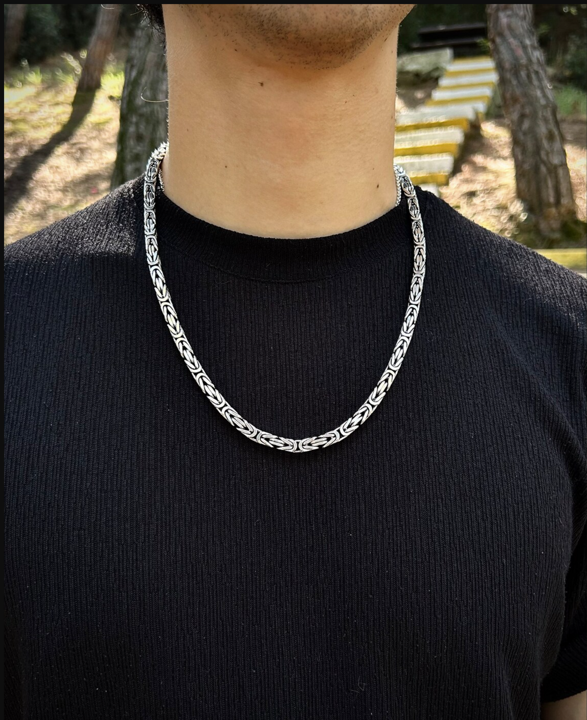 Byzantine Chain Necklace Men's - Real 999 Solid Silver - Heavy King Chain