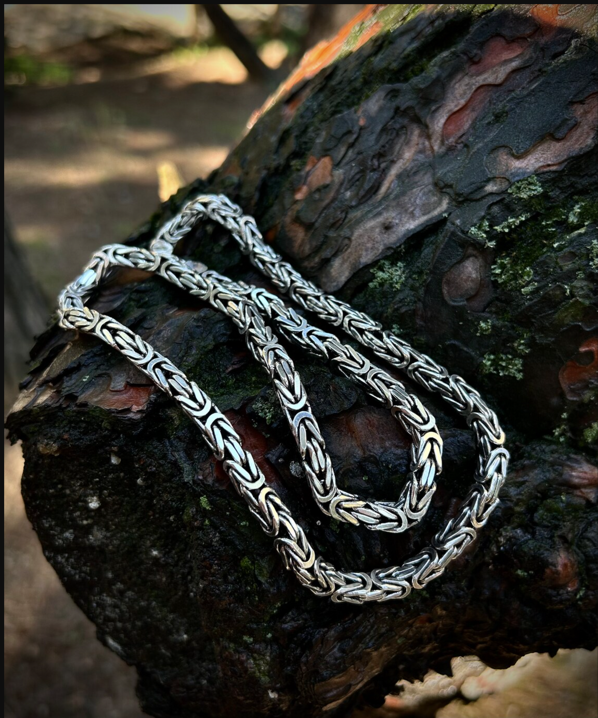 Real Silver Byzantine Chain for Men - 925 Solid Silver King Link Necklace