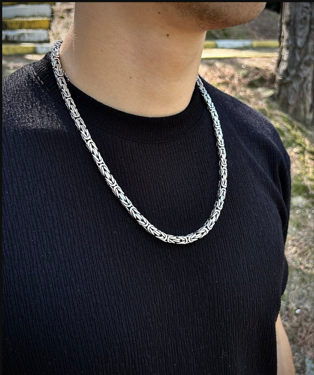Byzantine Chain Necklace Men's - Real 999 Solid Silver - Heavy King Chain
