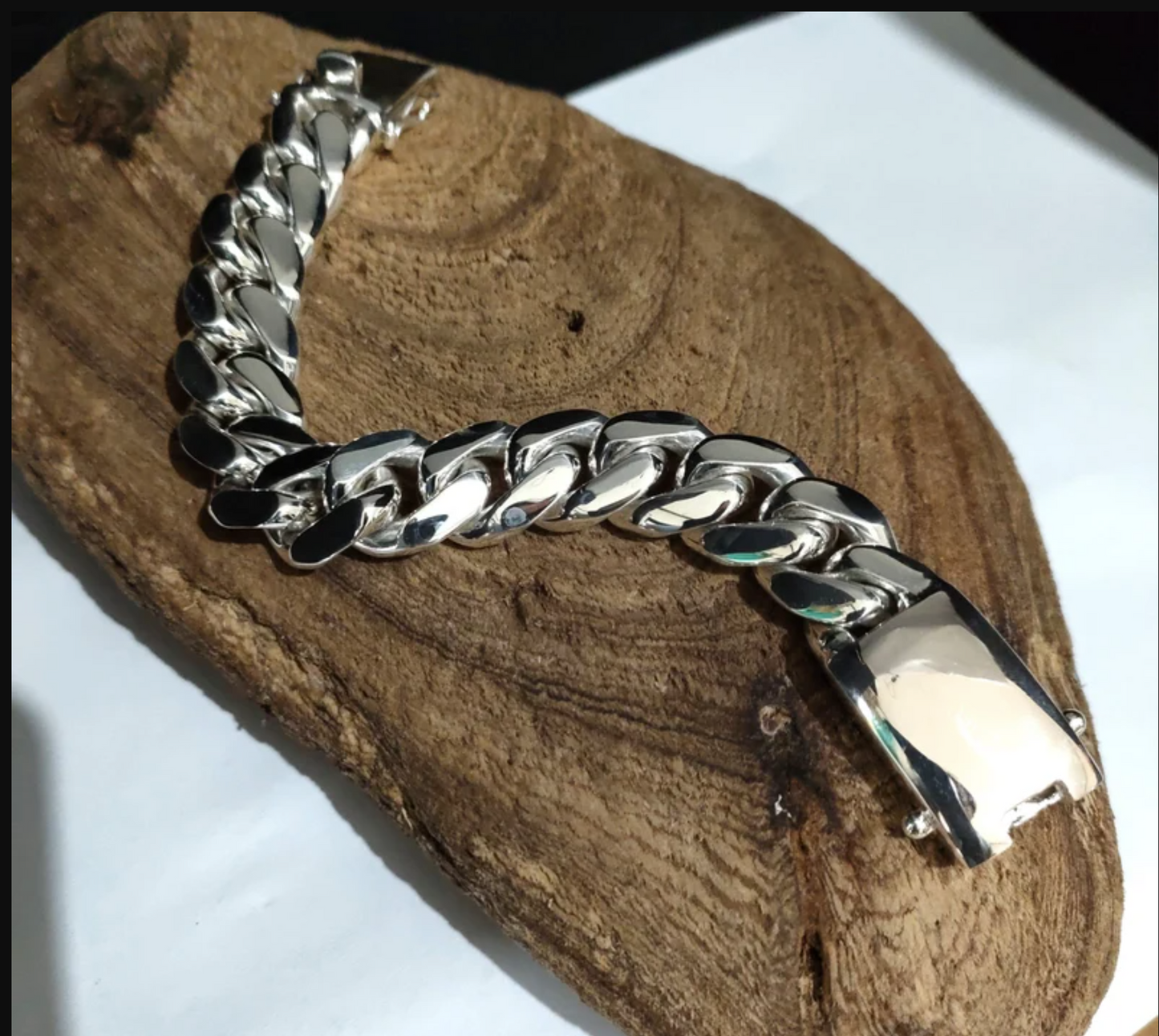 Sterling Silver Curb Chain Bracelet, Box Clasp, Solid 925 Silver Jewelry