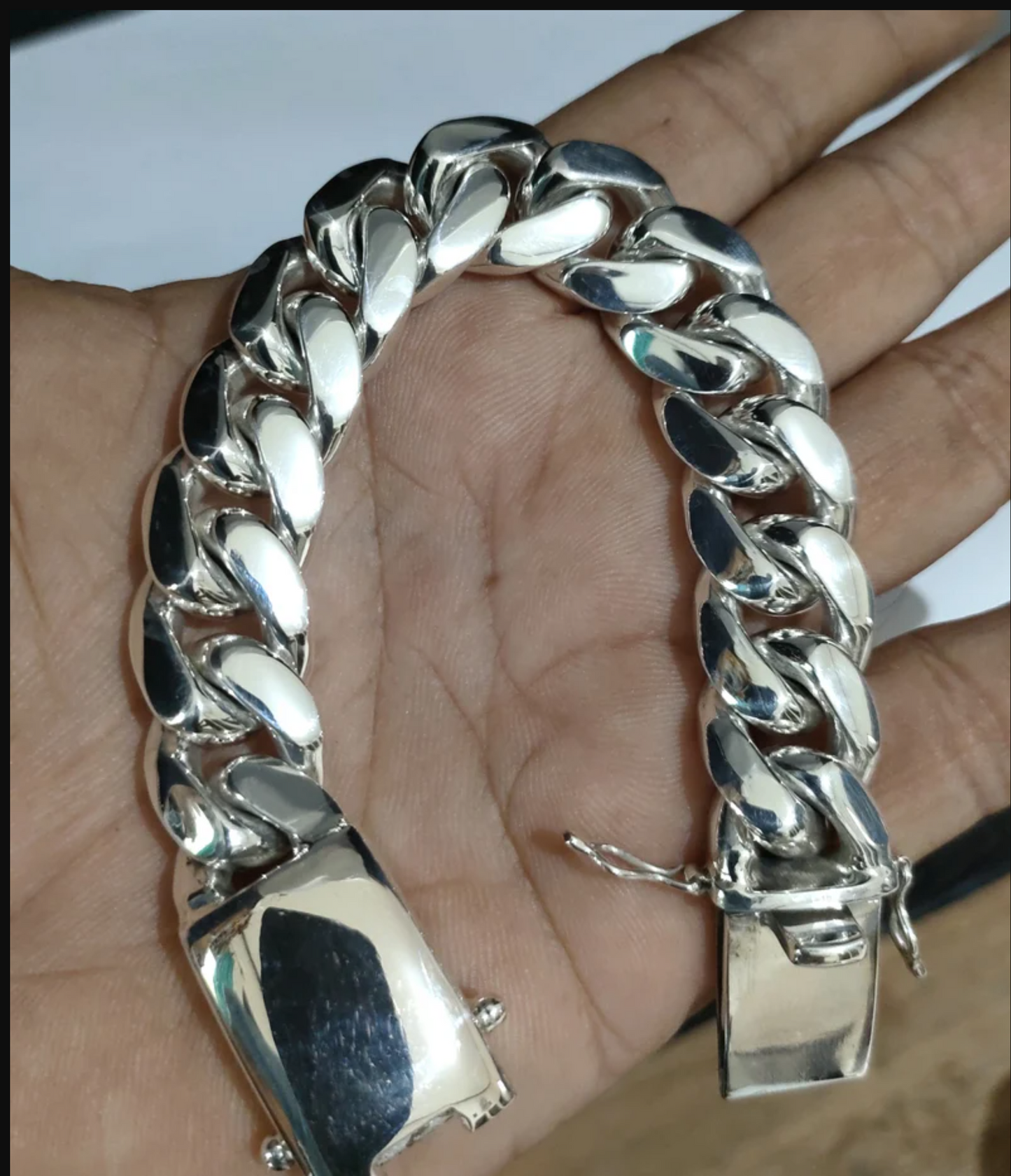 Sterling Silver Curb Chain Bracelet, Box Clasp, Solid 925 Silver Jewelry