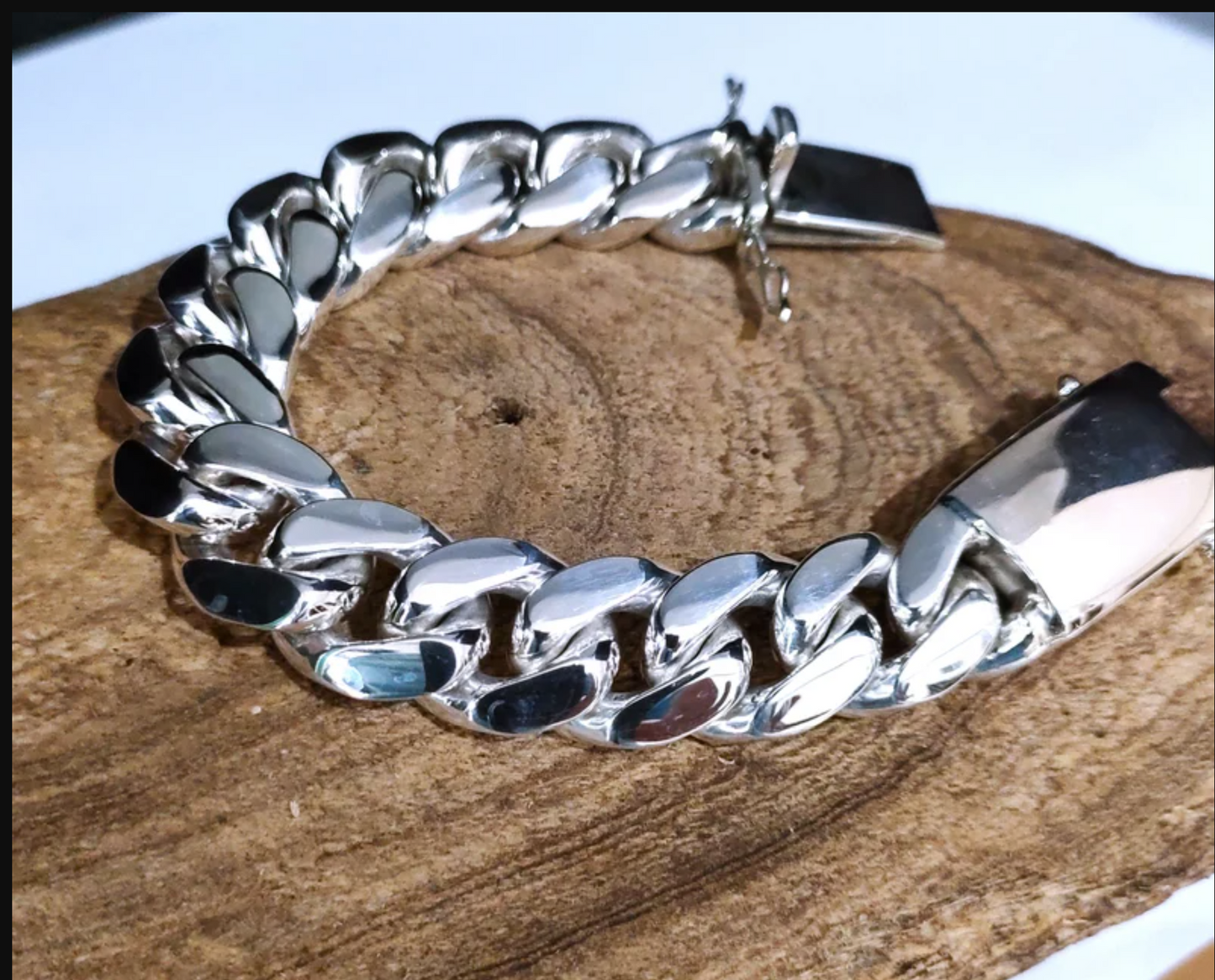 Sterling Silver Curb Chain Bracelet, Box Clasp, Solid 925 Silver Jewelry