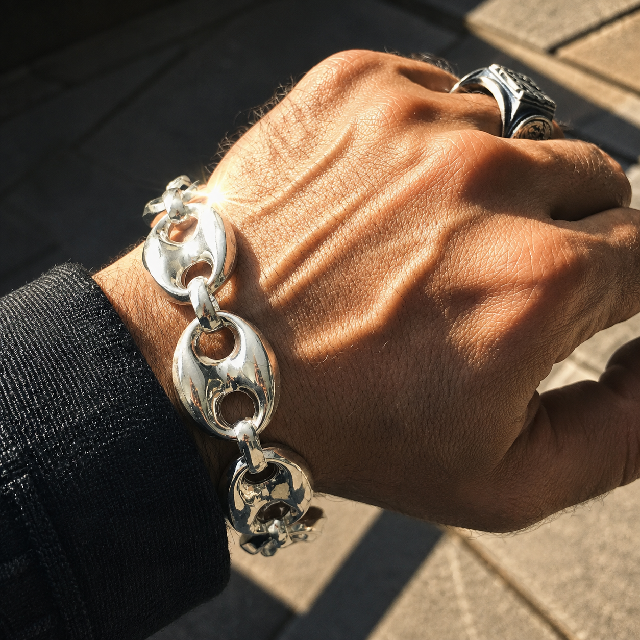 925 Sterling Silver Heavy Jumbo Link Bracelet Men's