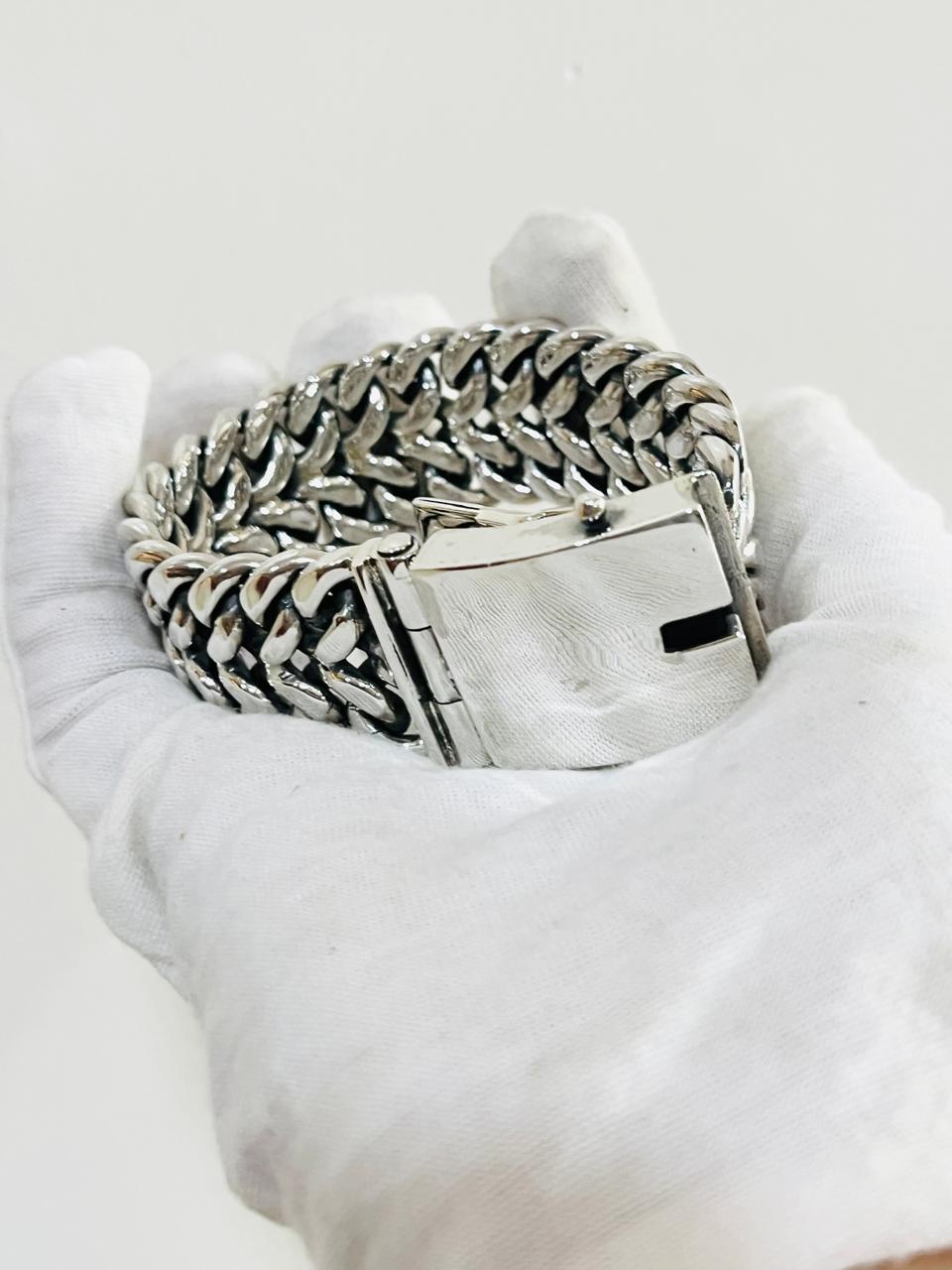 Chunky silver bracelet, men's bracelet, Double stream bracelet, sterling silver jewelry