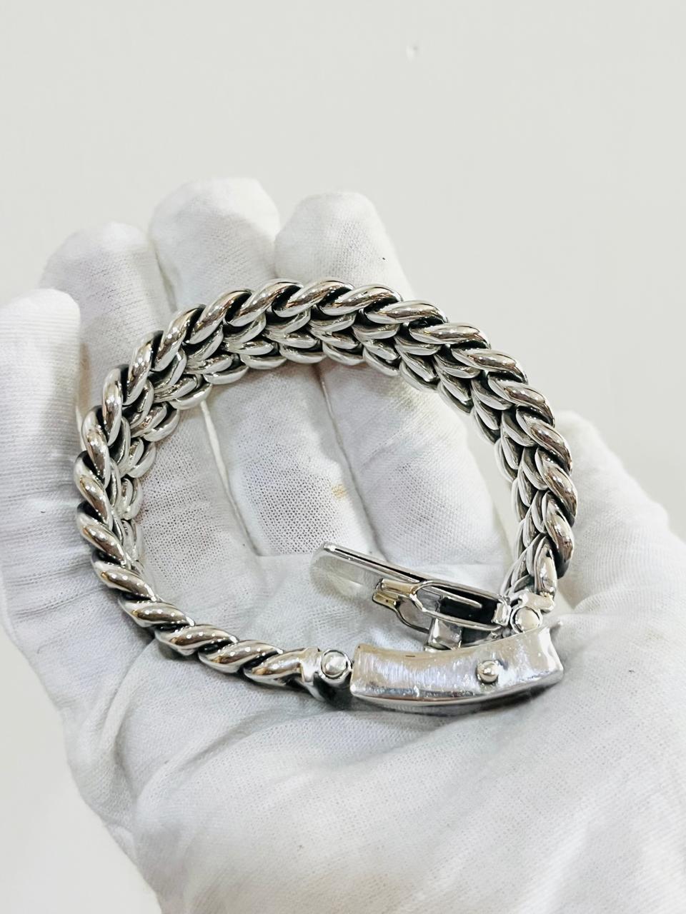 Chunky silver bracelet, men's bracelet, Double stream bracelet, sterling silver jewelry