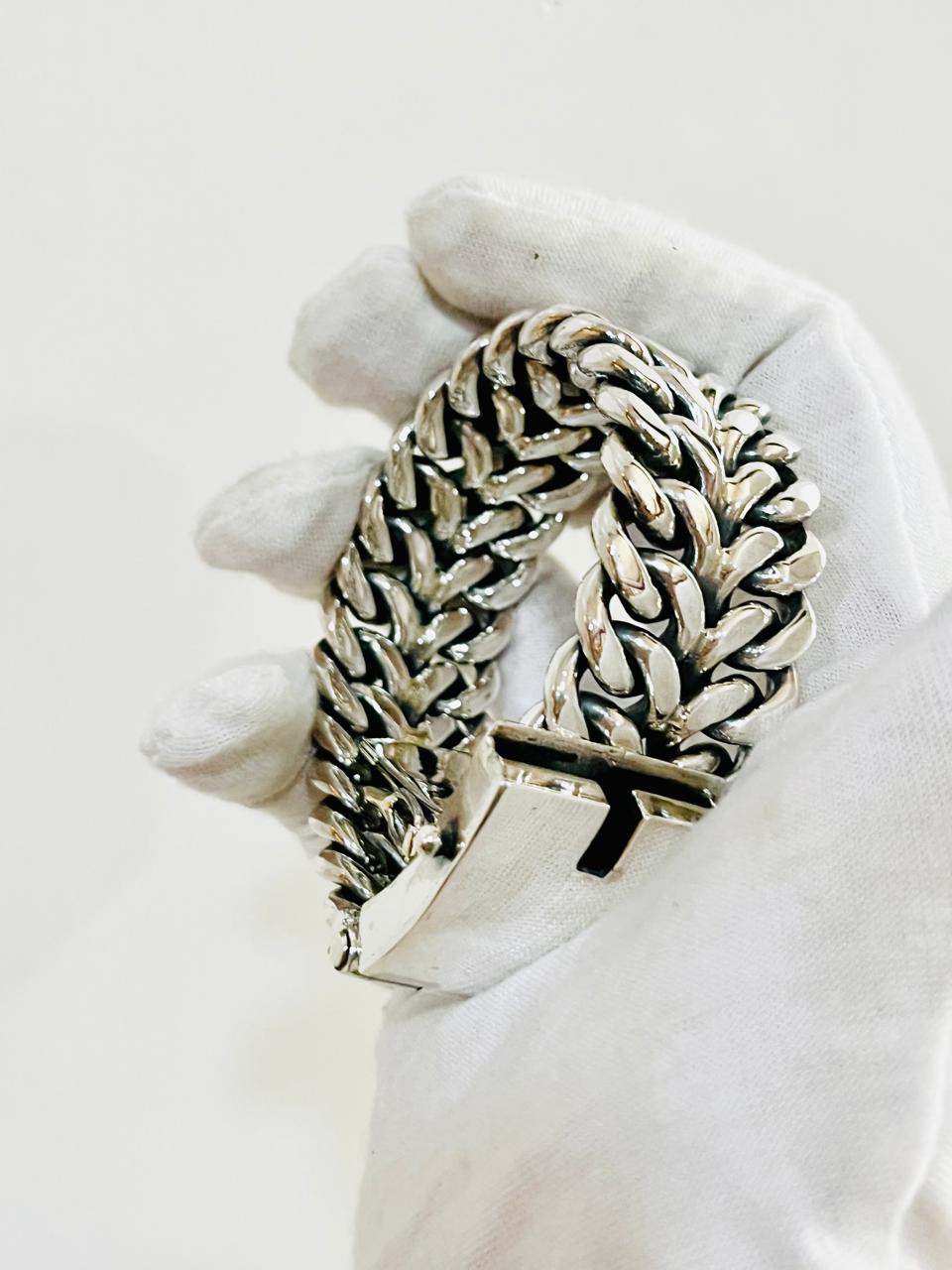 Chunky silver bracelet, men's bracelet, Double stream bracelet, sterling silver jewelry
