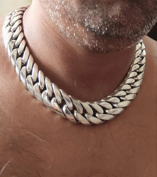 Heavy Link Wire Necklace Chain - SOLID 925 Sterling Silver. Totally Unique