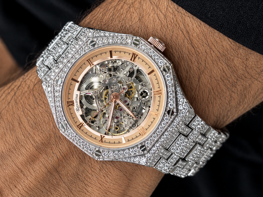 Real 925 Sterling Silver Diamond Watch Men's