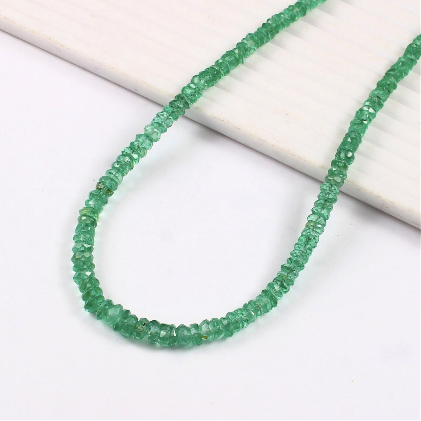 Emerald Necklace|AAA++ Natural Emerald Faceted Rondelle Beads