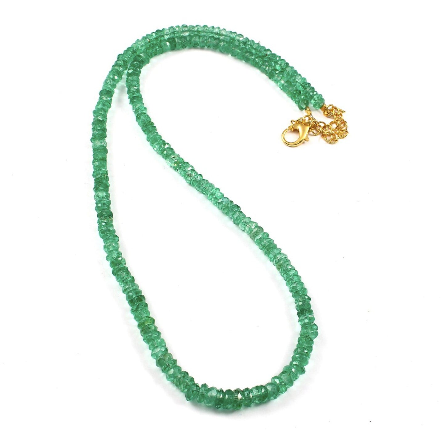 Emerald Necklace|AAA++ Natural Emerald Faceted Rondelle Beads