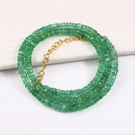 Emerald Necklace|AAA++ Natural Emerald Faceted Rondelle Beads