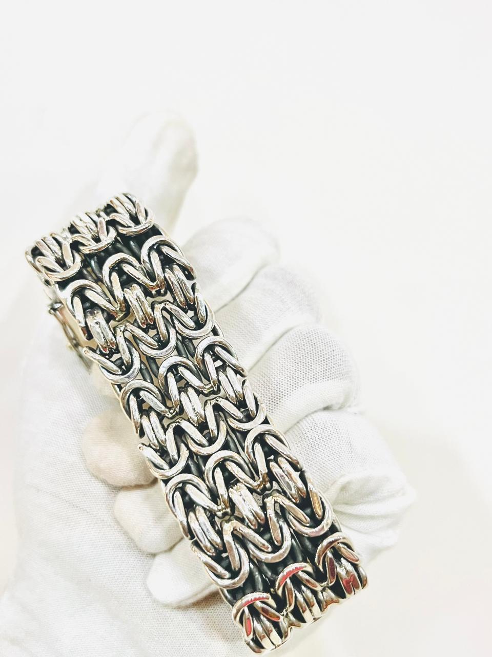 925 Silver Wide Bracelet - 25mm Wide, Heavyweight Men's Jewelry