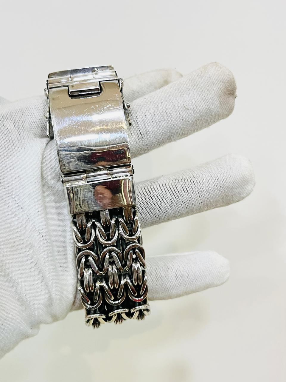 925 Silver Wide Bracelet - 25mm Wide, Heavyweight Men's Jewelry