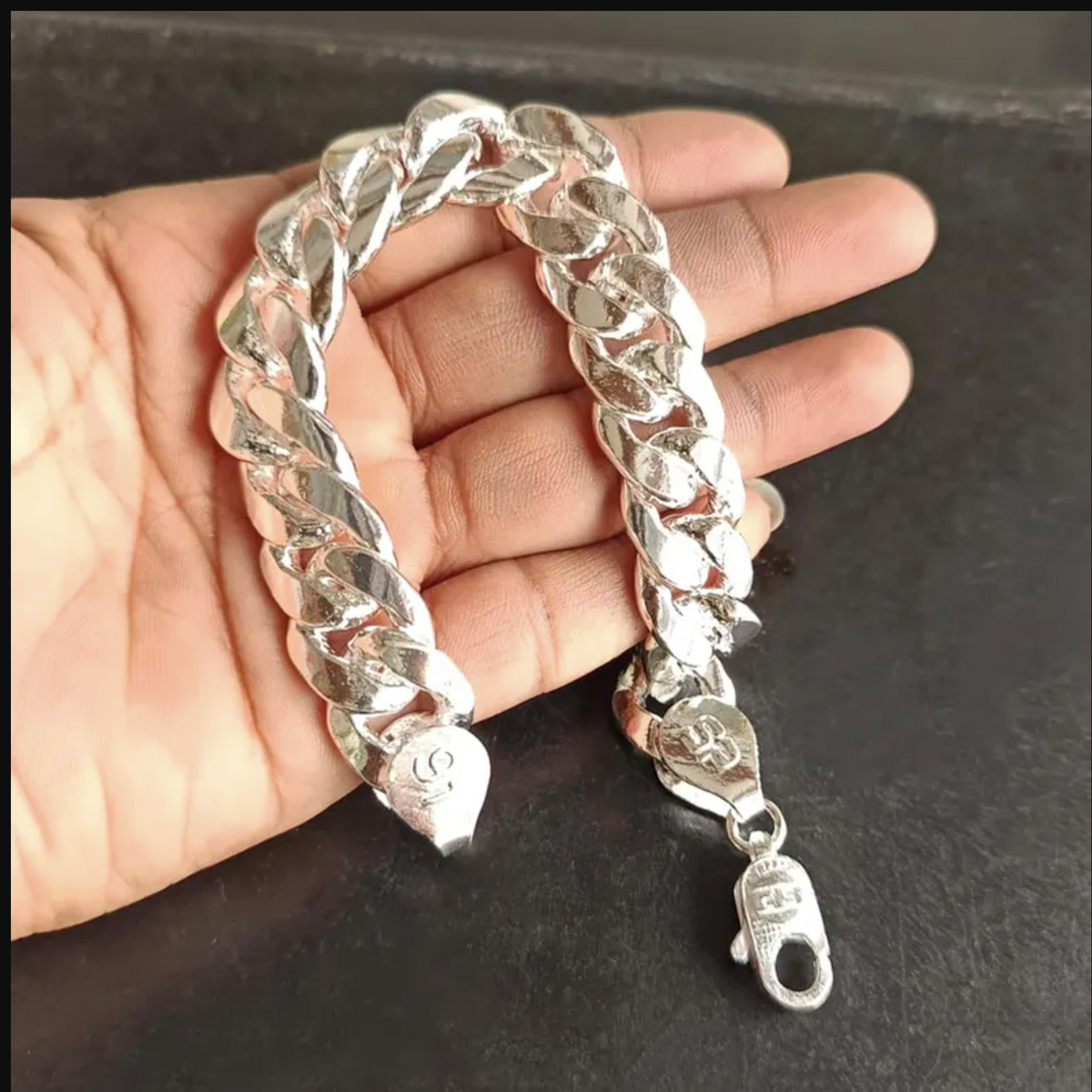 925 Solid Sterling Silver Curb Link Chain Bracelet
