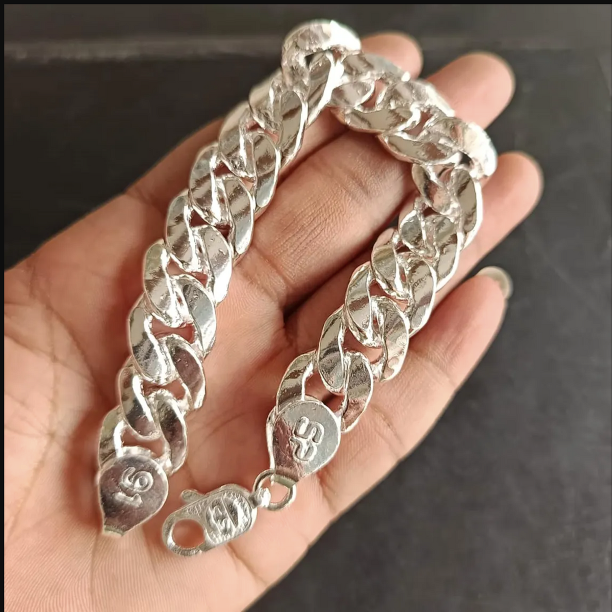 925 Solid Sterling Silver Curb Link Chain Bracelet