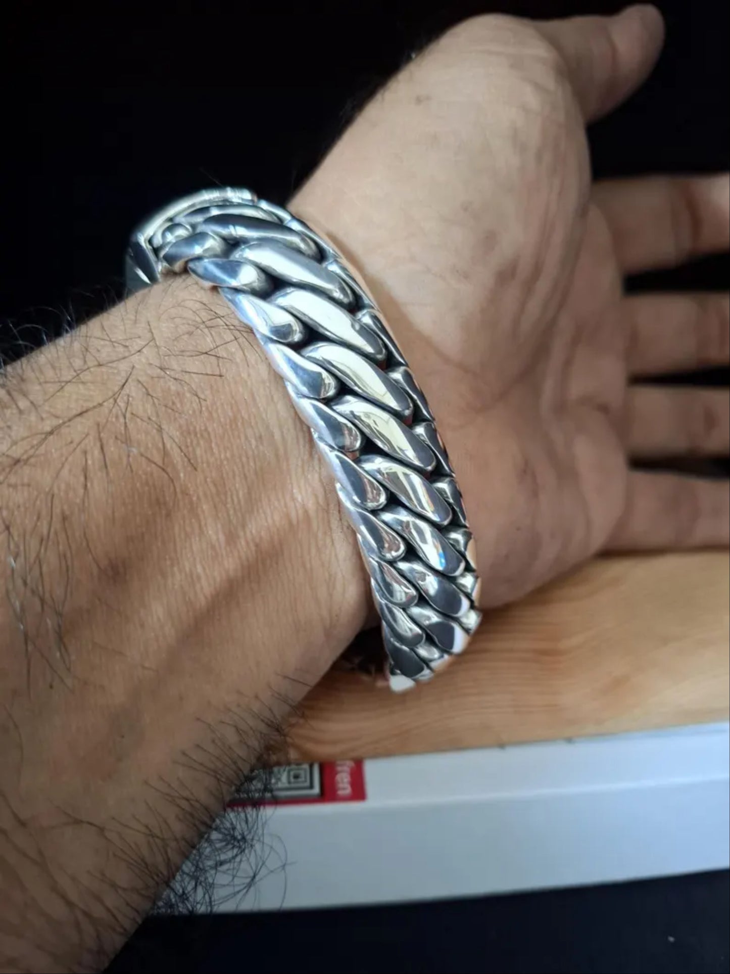 Heavy Chunky 925 Sterling Silver Bikers Bracelet