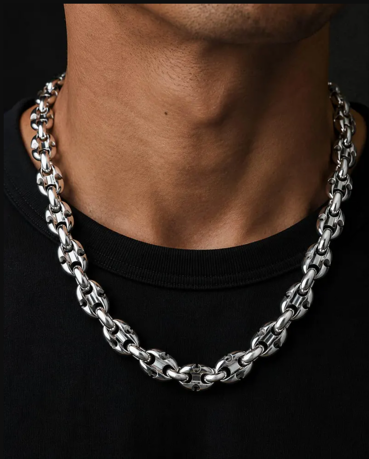 Bold 13mm Silver Anchor Mariner Necklace, Men's Chunky Link Chain