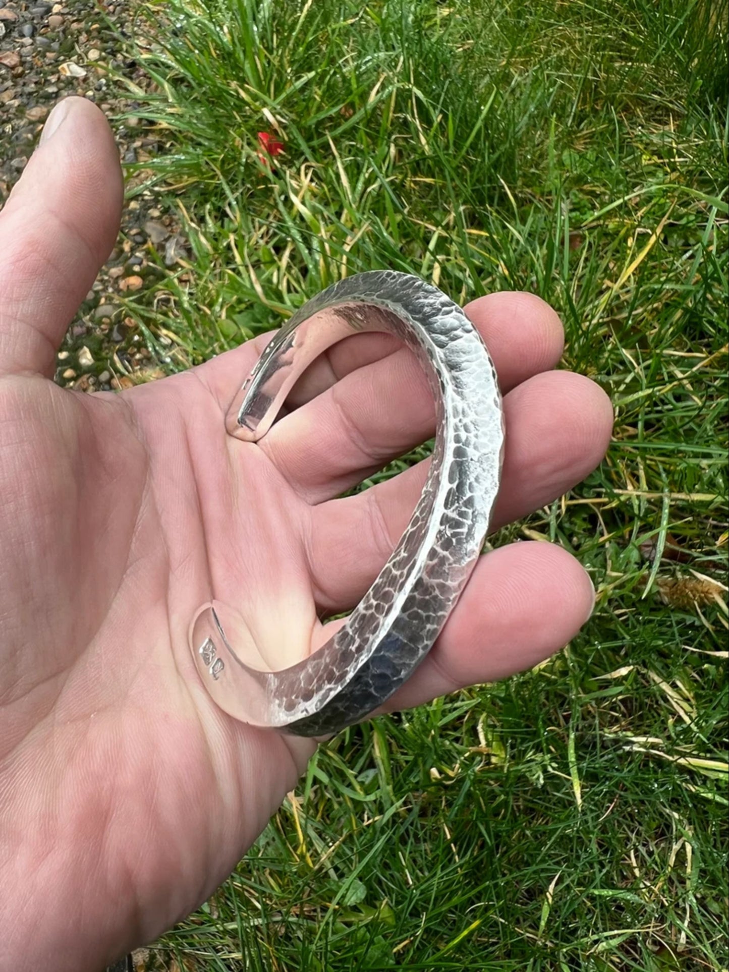 Solid Silver Hammered Viking Torque Bangle – 4.80 oz – On Sale