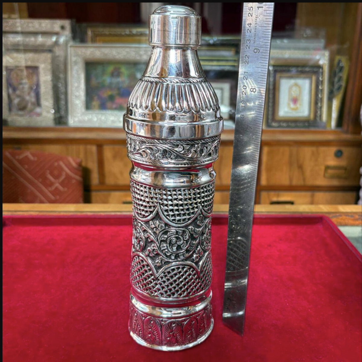925 Sterling Silver Water Bottle - Ayurvedic Wellness Gift 800ML