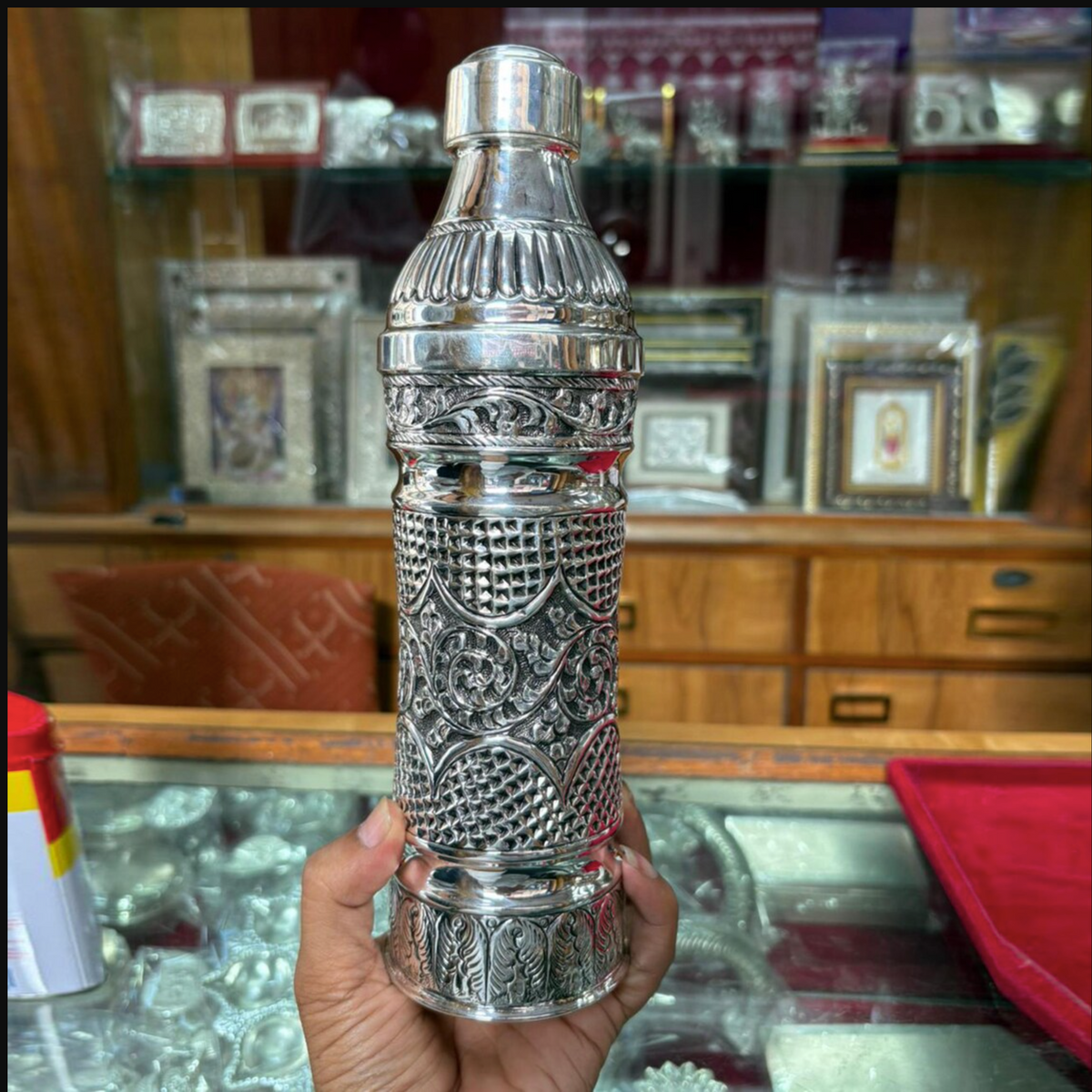 925 Sterling Silver Water Bottle - Ayurvedic Wellness Gift 800ML