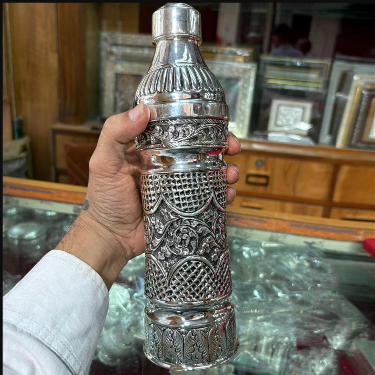 925 Sterling Silver Water Bottle - Ayurvedic Wellness Gift 800ML