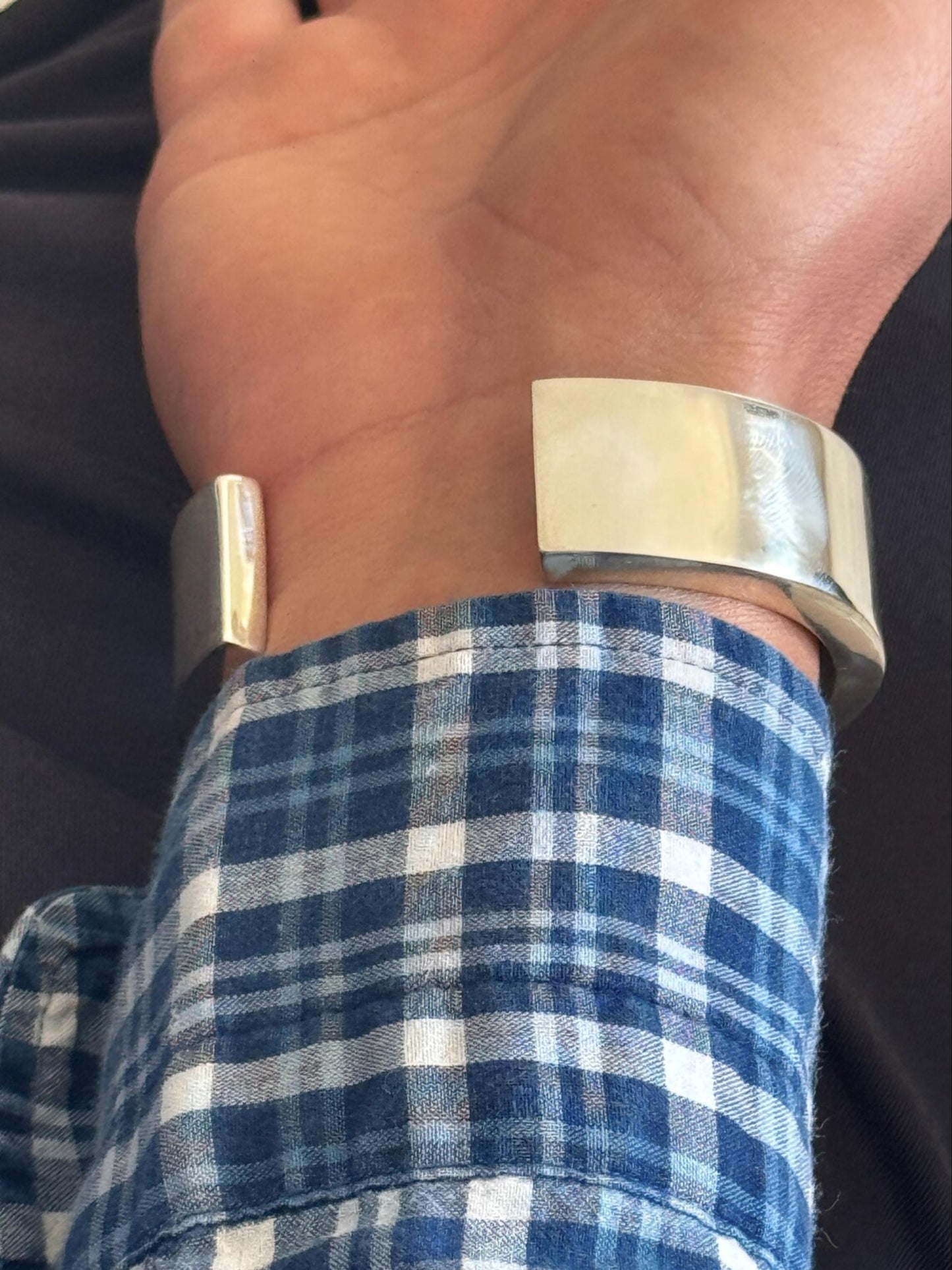 Men's Biker Super Heavy 5+ oz Silver & Wide Cuff Bangle
