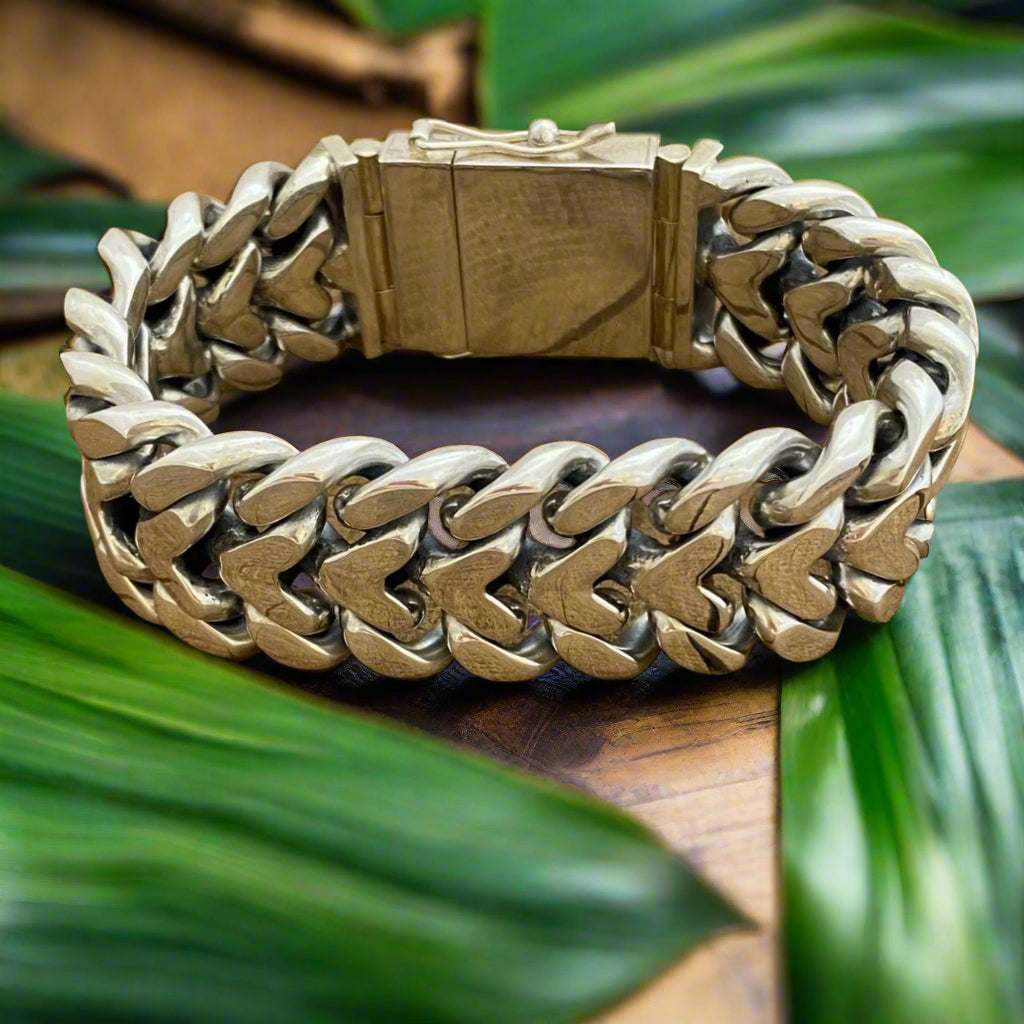 Herringbone Unique Mens Silver Bracelet -heavy version 20MM