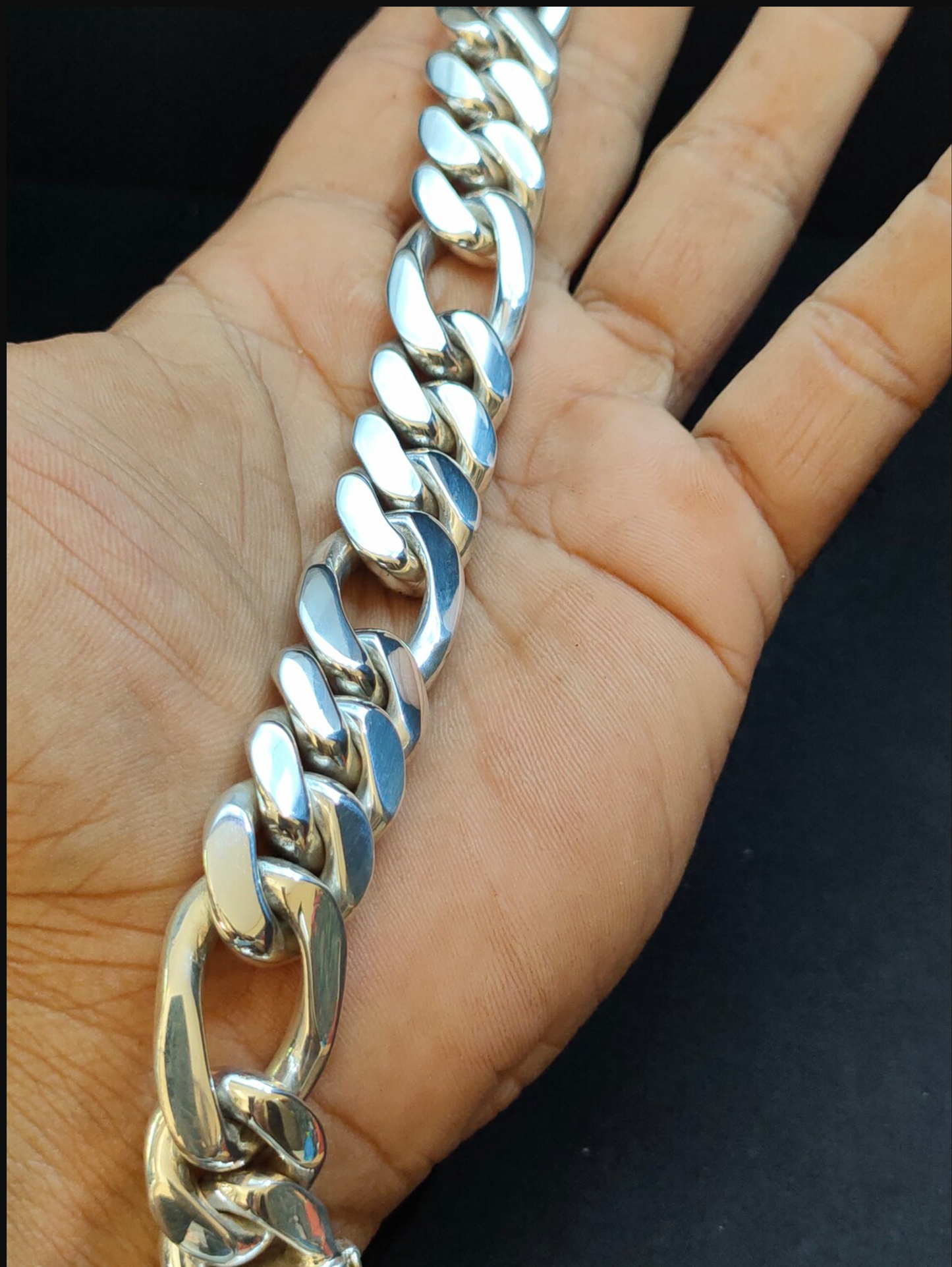 Heavy Cuban Figaro Link Bracelet Box Clasp Men's