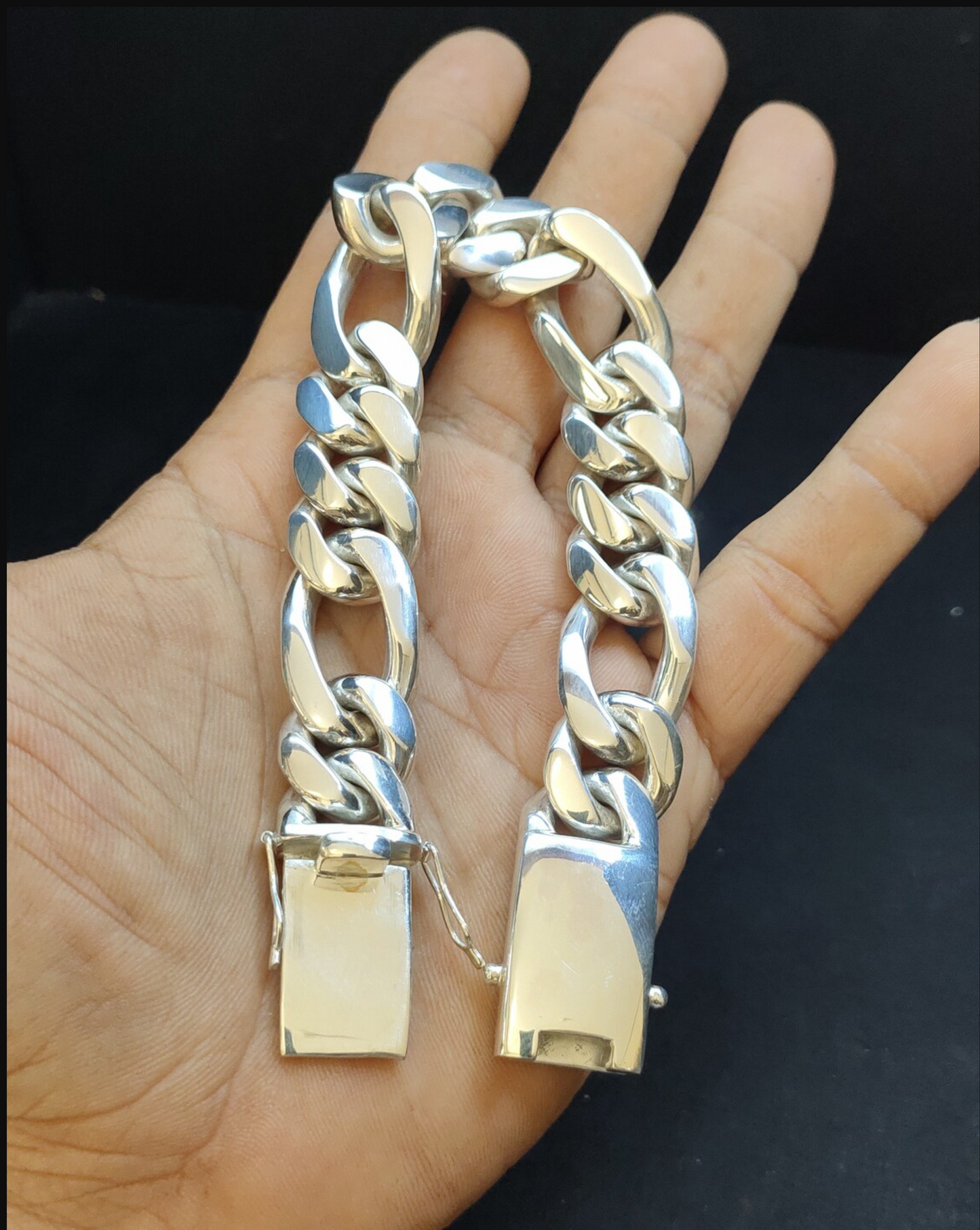 Heavy Cuban Figaro Link Bracelet Box Clasp Men's