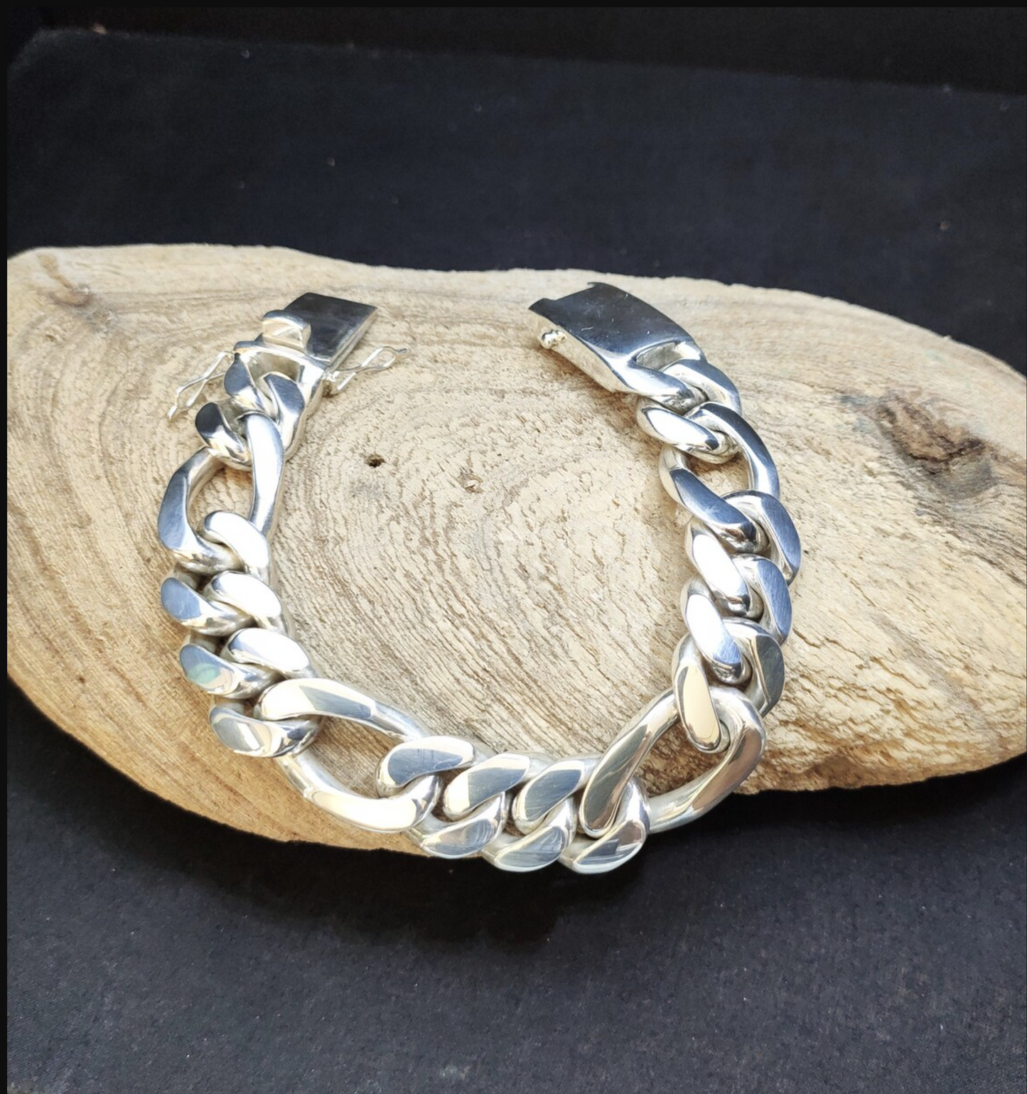 Heavy Cuban Figaro Link Bracelet Box Clasp Men's