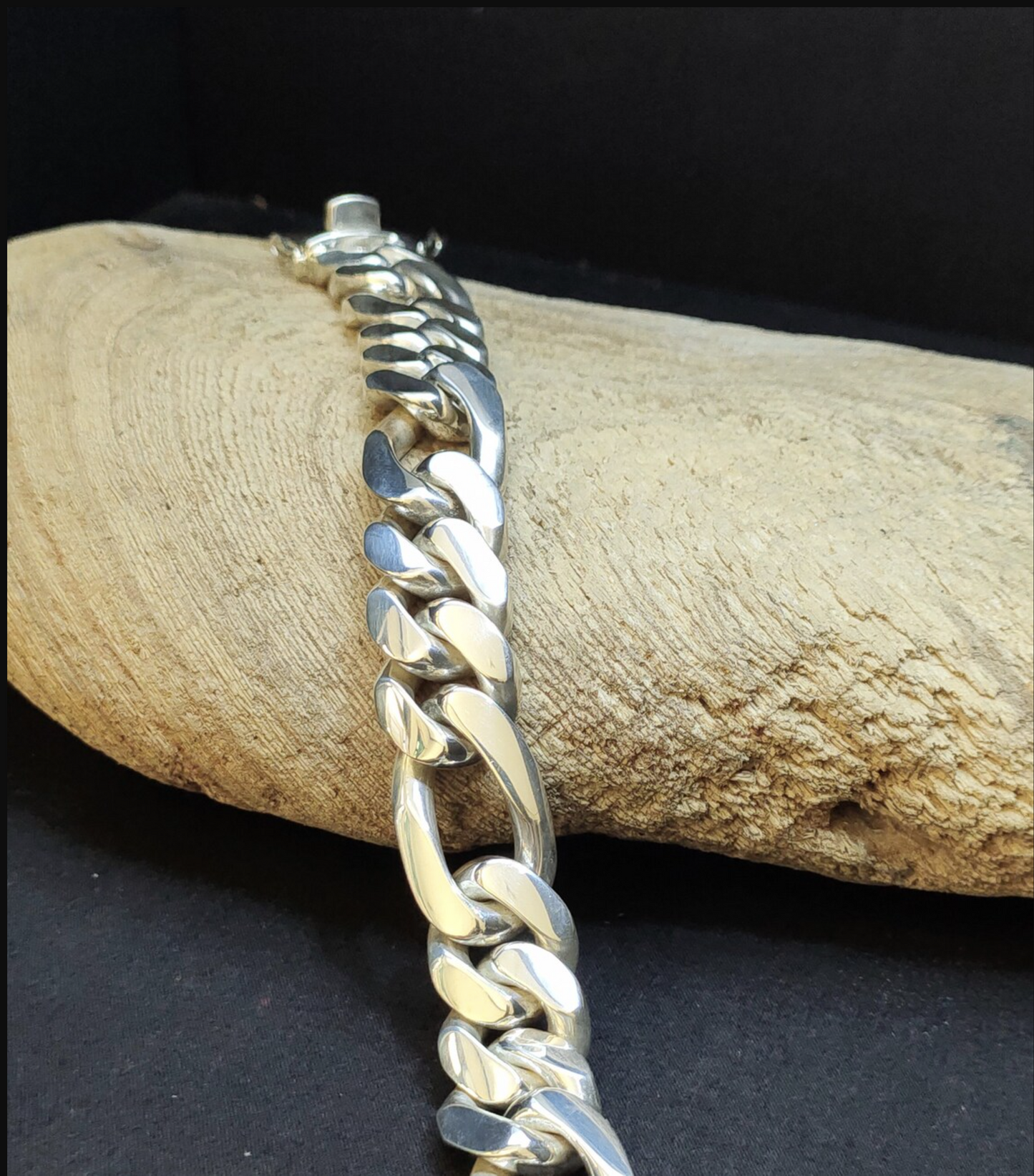 Heavy Cuban Figaro Link Bracelet Box Clasp Men's