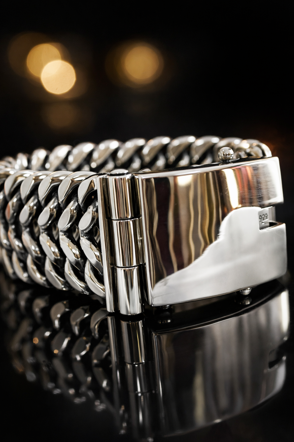 Heavy Sterling Silver 925 Byzantine Bracelet, Wide Link