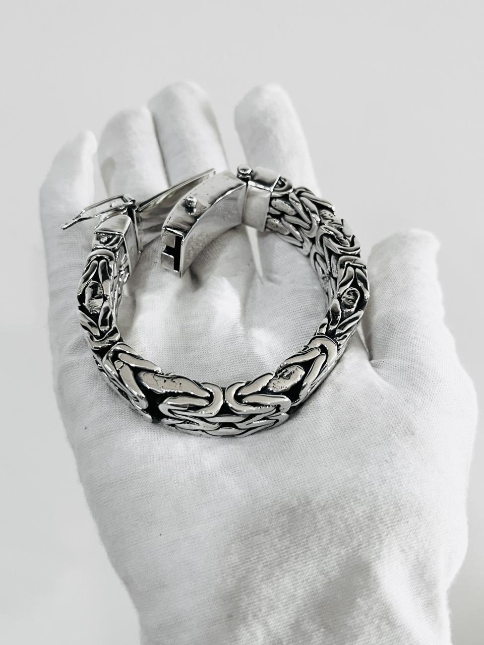 8" 185g Mens Womens Miami Byzantine Chain Link Solid Sterling Silver 925 Bracelet