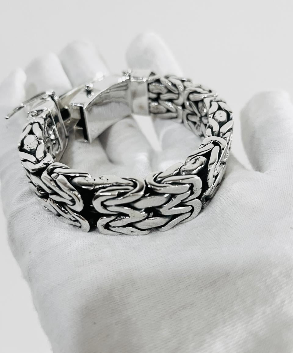 Heavy men's silver bracelet, Sterling silver jewelry, Double Bismarck bracelet