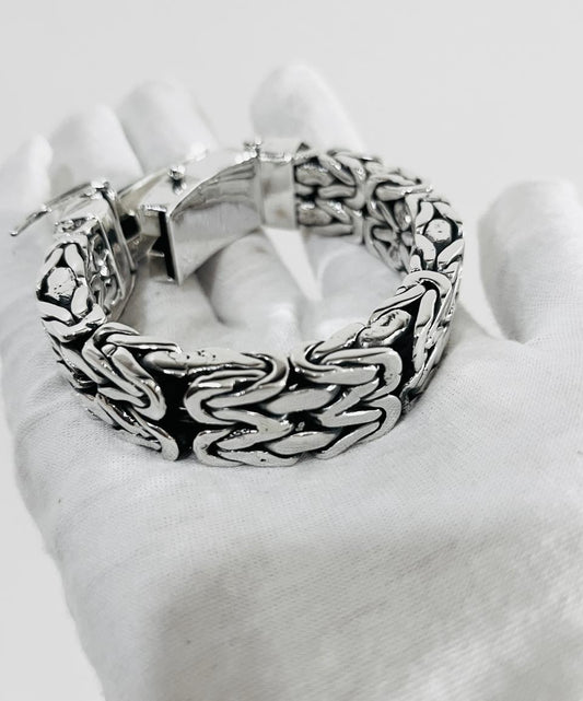Heavy men's silver bracelet, Sterling silver jewelry, Double Bismarck bracelet
