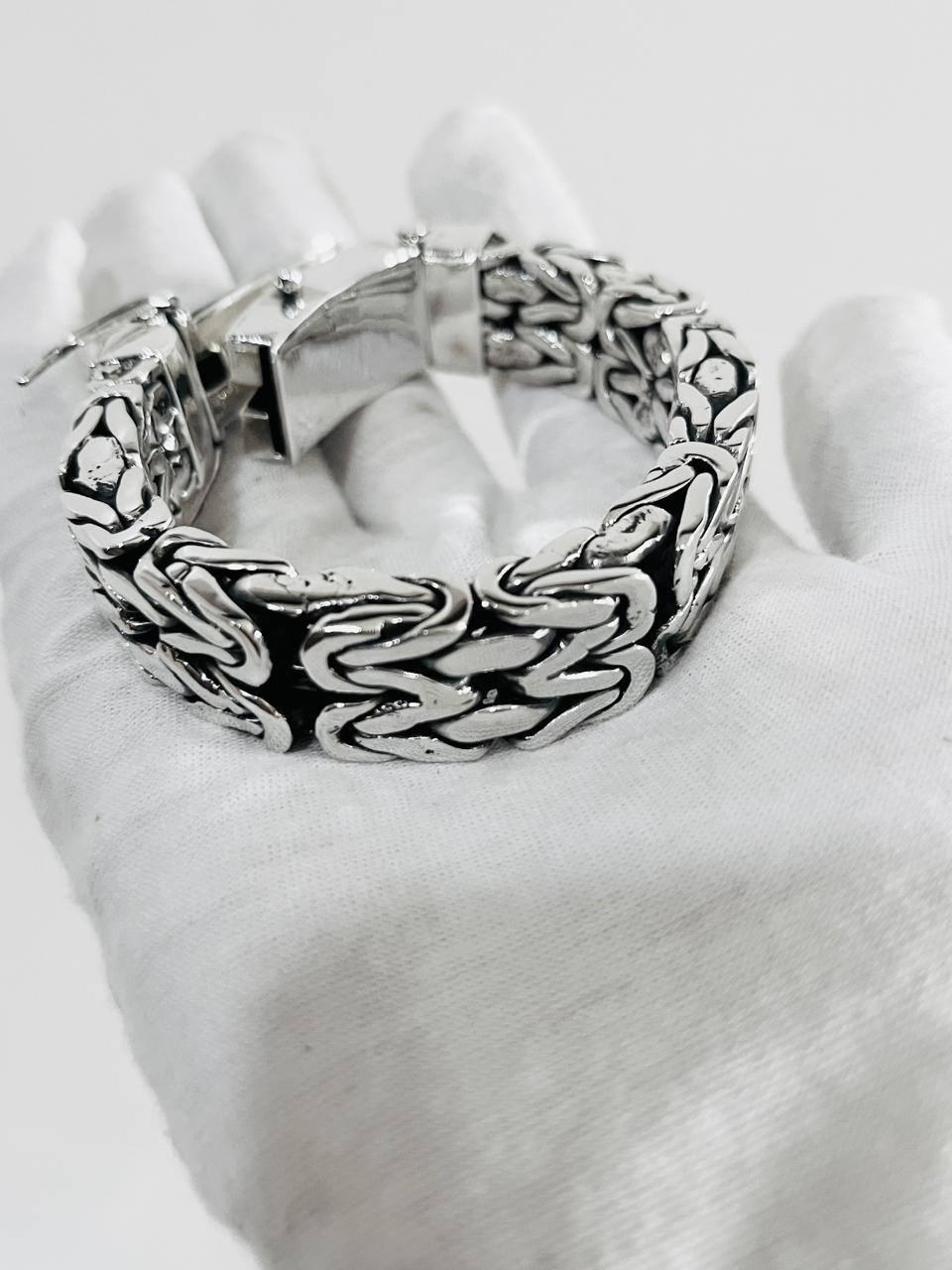 8" 185g Mens Womens Miami Byzantine Chain Link Solid Sterling Silver 925 Bracelet
