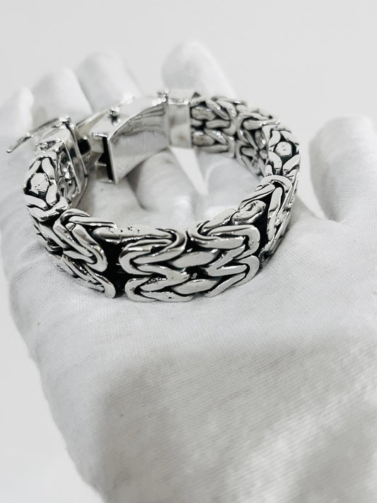 8" 185g Mens Womens Miami Byzantine Chain Link Solid Sterling Silver 925 Bracelet
