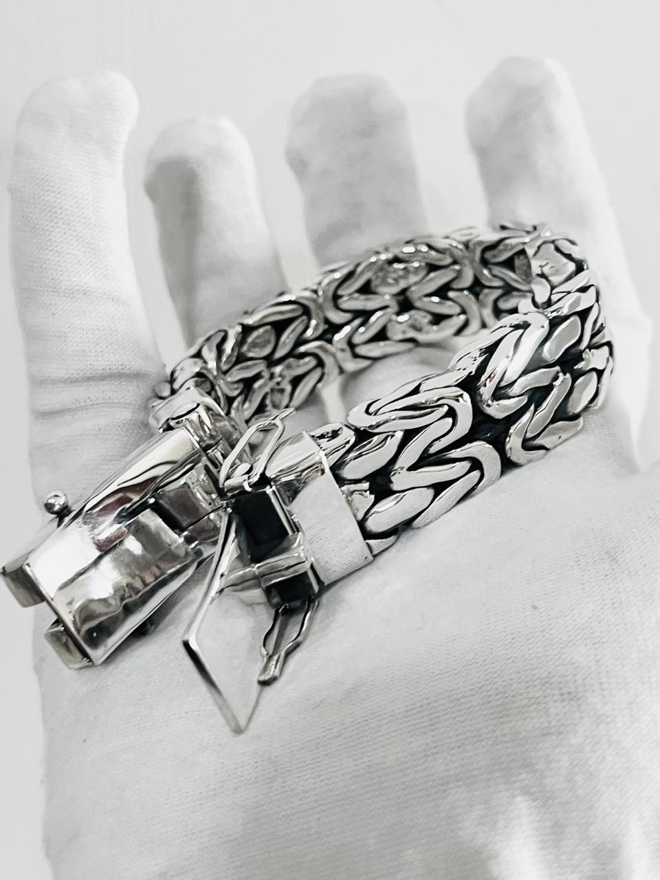 8" 185g Mens Womens Miami Byzantine Chain Link Solid Sterling Silver 925 Bracelet
