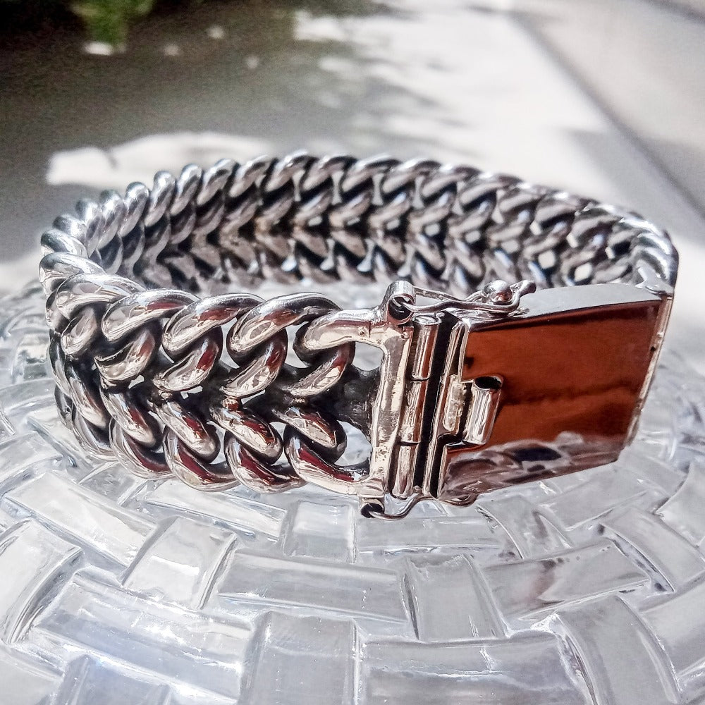 Herringbone Men’s Silver Bracelet - Quality Unique Piece.